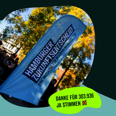 Hamburger Zukunftsentscheid Banner der Initiative Hamburger Zukunftsentscheid nach der Wahl