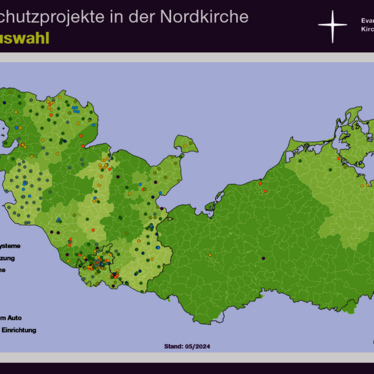 Poster von der Karte der Nordkirche mit Klimaschutzprojekten in den Kirchenkreisen