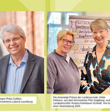 Porträts von Propst Philip Graffam, Ulrike Hillmann und Landesbischöfin Kristina Kühnbaum-Schmidt Porträts von Propst Philip Graffam, Ulrike Hillmann und Landesbischöfin Kristina Kühnbaum-Schmidt